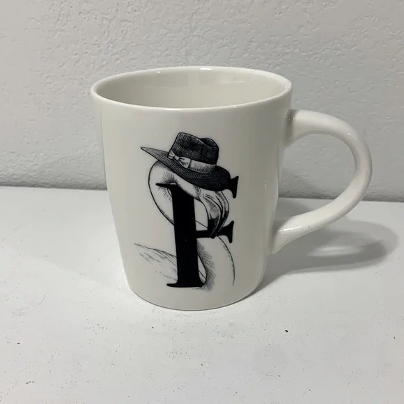 Williams Sonoma - Rory Dobner Fancy Flamingo Coffee Mug - monogram F - Picture 1 of 6